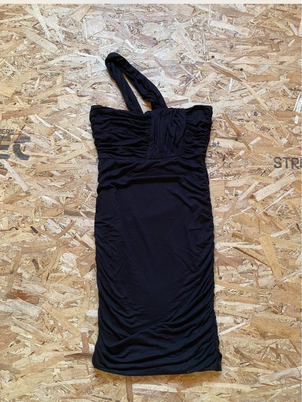 Guess Black One-Shoulder Ruched Sheath Dress